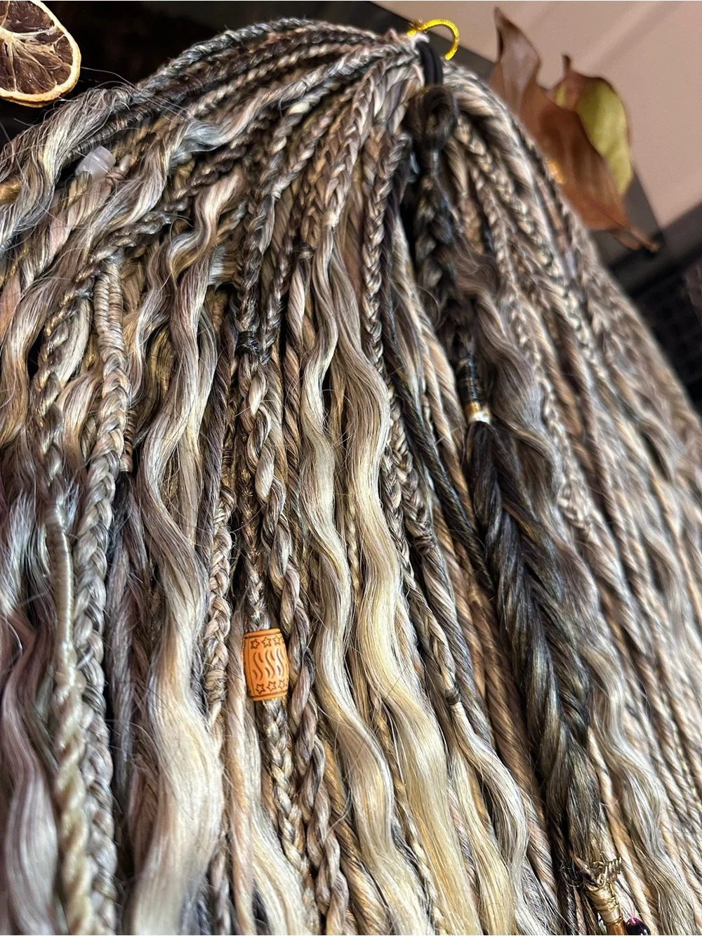 Black and Blonde Braided Hairpiece with  Accents New 70 DE Dreadlocks